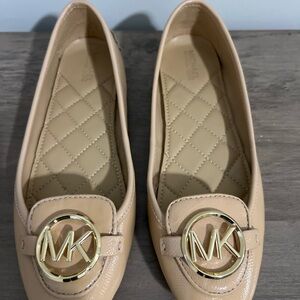 Michael Kors Beige Loafers with Gold Logo